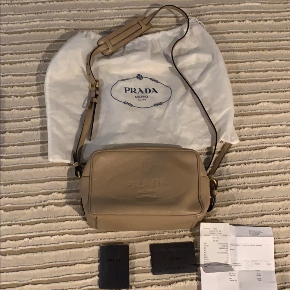 Prada crossbody tan/pink bag
